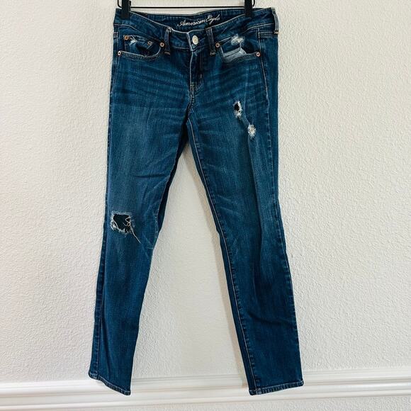 American Eagle Distressed Supper Skinny Jeans Size 8 - Picture 1 of 4